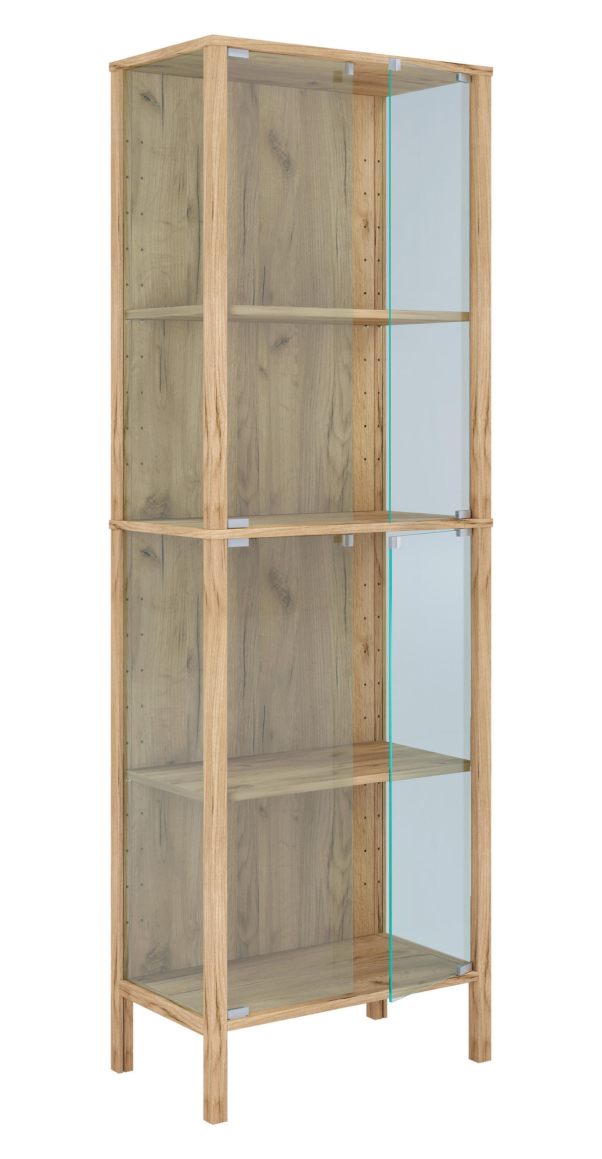 VITRÍNA, čiré, medový dub, 60/178/35 cm - černá/čiré, Design, kompozitní dřevo/plast (60/178/35cm) - Livetastic