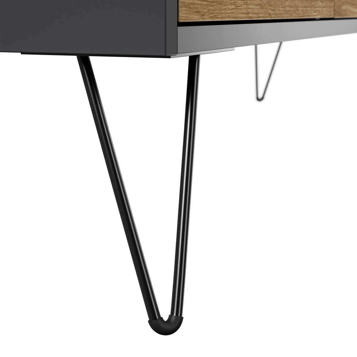 SIDEBOARD Posseik Industrial 139/75,8/42 cm 2 Schublade(n)  - Eichefarben/Graphitfarben, Design, Holzwerkstoff/Metall (139/75,8/42cm) - MID.YOU