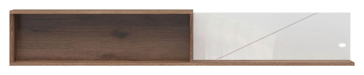 ZIDNA POLICA - boja hrasta/bela, Dizajnerski, pločasti materijal (156/25/22cm) - Xora