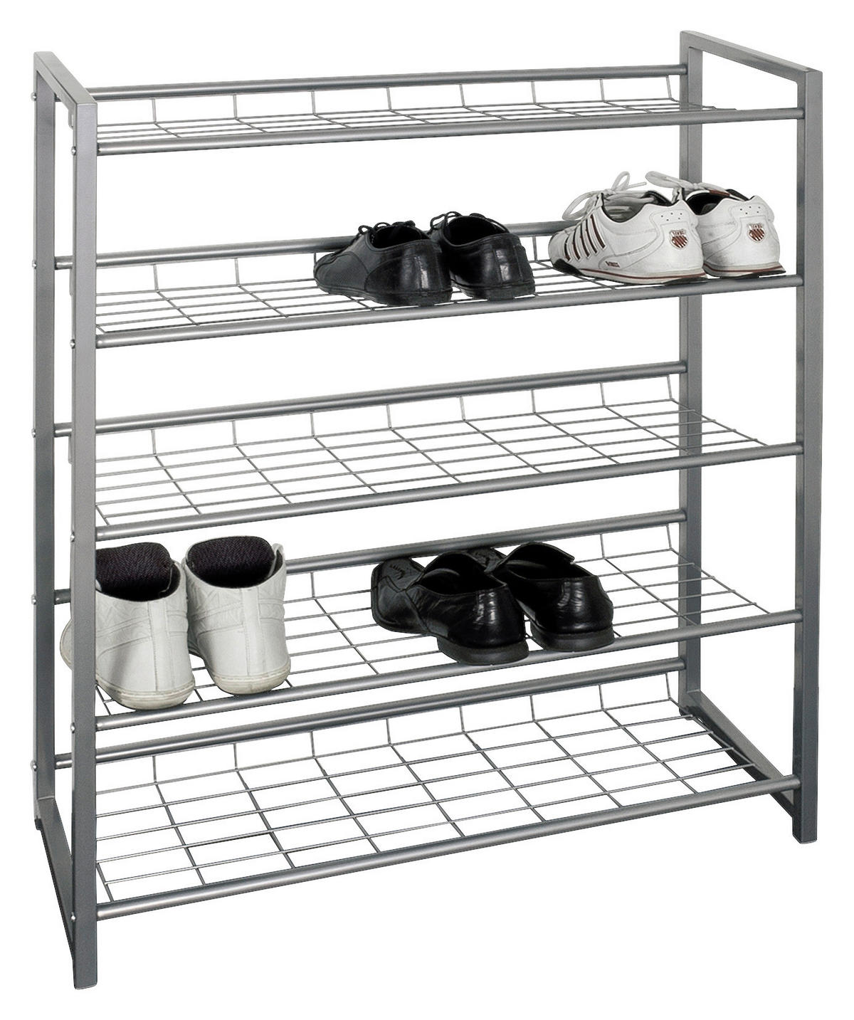 REGÁL NA BOTY, barvy hliníku, 80/106/30 cm - barvy hliníku, Design, kov (80/106/30cm) - Carryhome