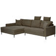ECKSOFA Braun Cord  - Schwarz/Braun, KONVENTIONELL, Textil/Metall (173/276cm) - Carryhome