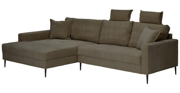 ECKSOFA Braun Cord - Schwarz/Braun, KONVENTIONELL, Textil/Metall (173/276cm) - Carryhome