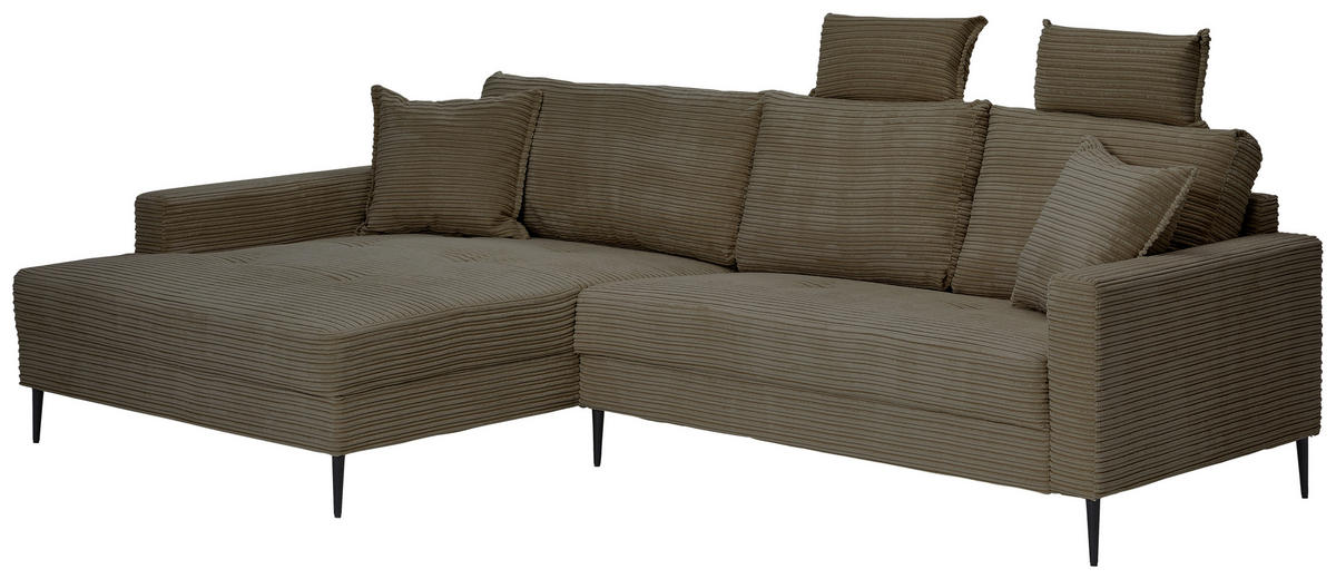 ECKSOFA in Cord Braun  173/276 cm  - Schwarz/Braun, KONVENTIONELL, Textil/Metall (173/276cm) - Carryhome