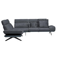 ECKSOFA Chenille, Flachgewebe Dunkelgrau  - Dunkelgrau/Schwarz, Design, Textil/Metall (239/270cm) - Koinor