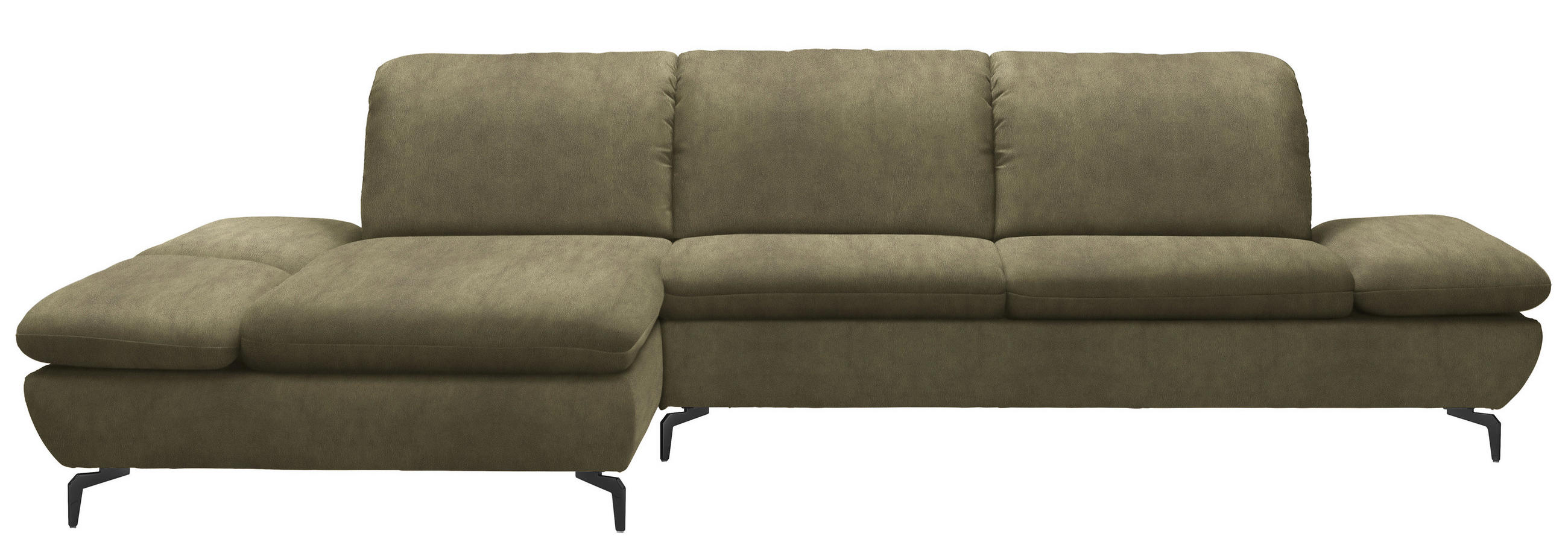ECKSOFA in Flachgewebe Olivgrün  - Schwarz/Olivgrün, Design, Textil/Metall (200/315cm) - Chilliano