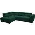 ECKSOFA in Feincord Waldgrün  205/284 cm  - Waldgrün/Schwarz, Design, Kunststoff/Textil (205/284cm) - Xora