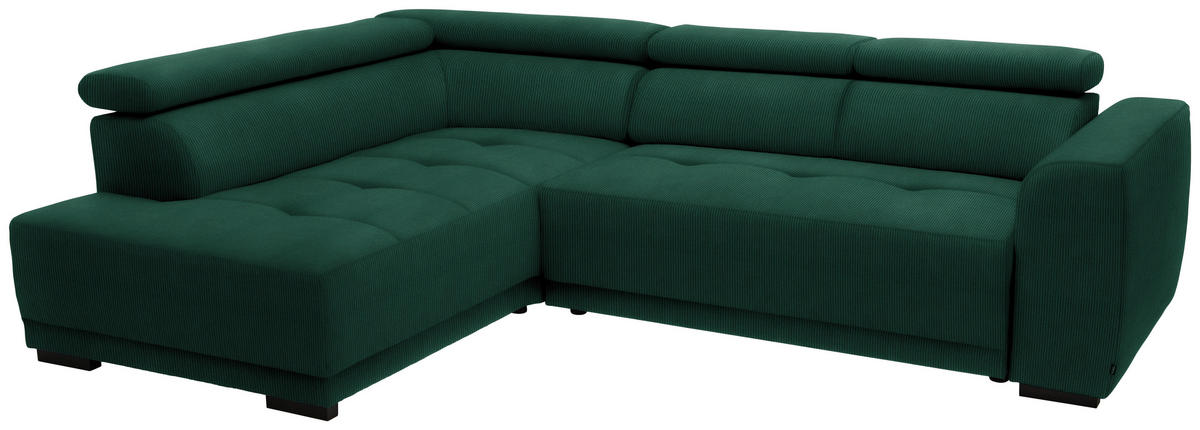 ECKSOFA in Feincord Waldgrün  - Waldgrün/Schwarz, Design, Kunststoff/Textil (205/284cm) - Xora