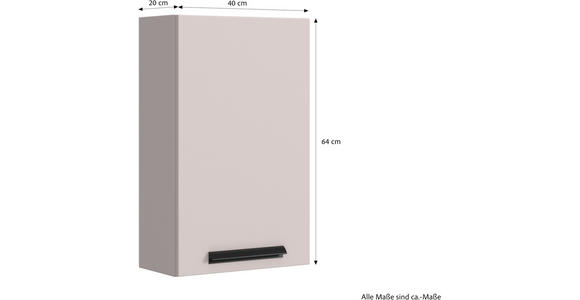 HÄNGESCHRANK 40/64/20 cm  - Kaschmir/Schwarz, KONVENTIONELL, Holzwerkstoff/Metall (40/64/20cm) - Xora