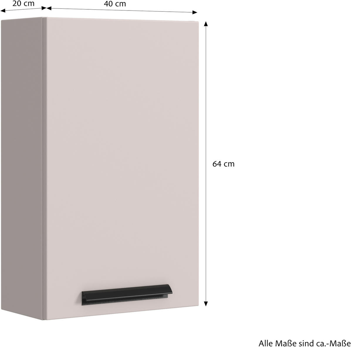 HÄNGESCHRANK 40/64/20 cm  - Kaschmir/Schwarz, KONVENTIONELL, Holzwerkstoff/Metall (40/64/20cm) - Xora