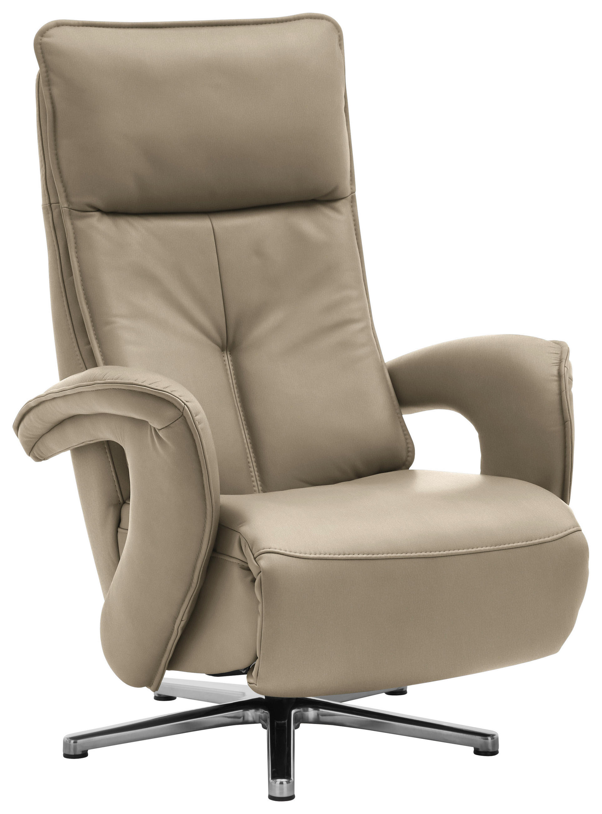 RELAXSESSEL in Leder Beige  - Chromfarben/Beige, Design, Leder/Metall (77/110/87cm) - Valdera