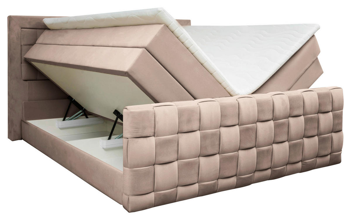 BOXSPRINGBETT 160/200 cm  in Beige  - Beige, MODERN, Textil (160/200cm) - Livetastic
