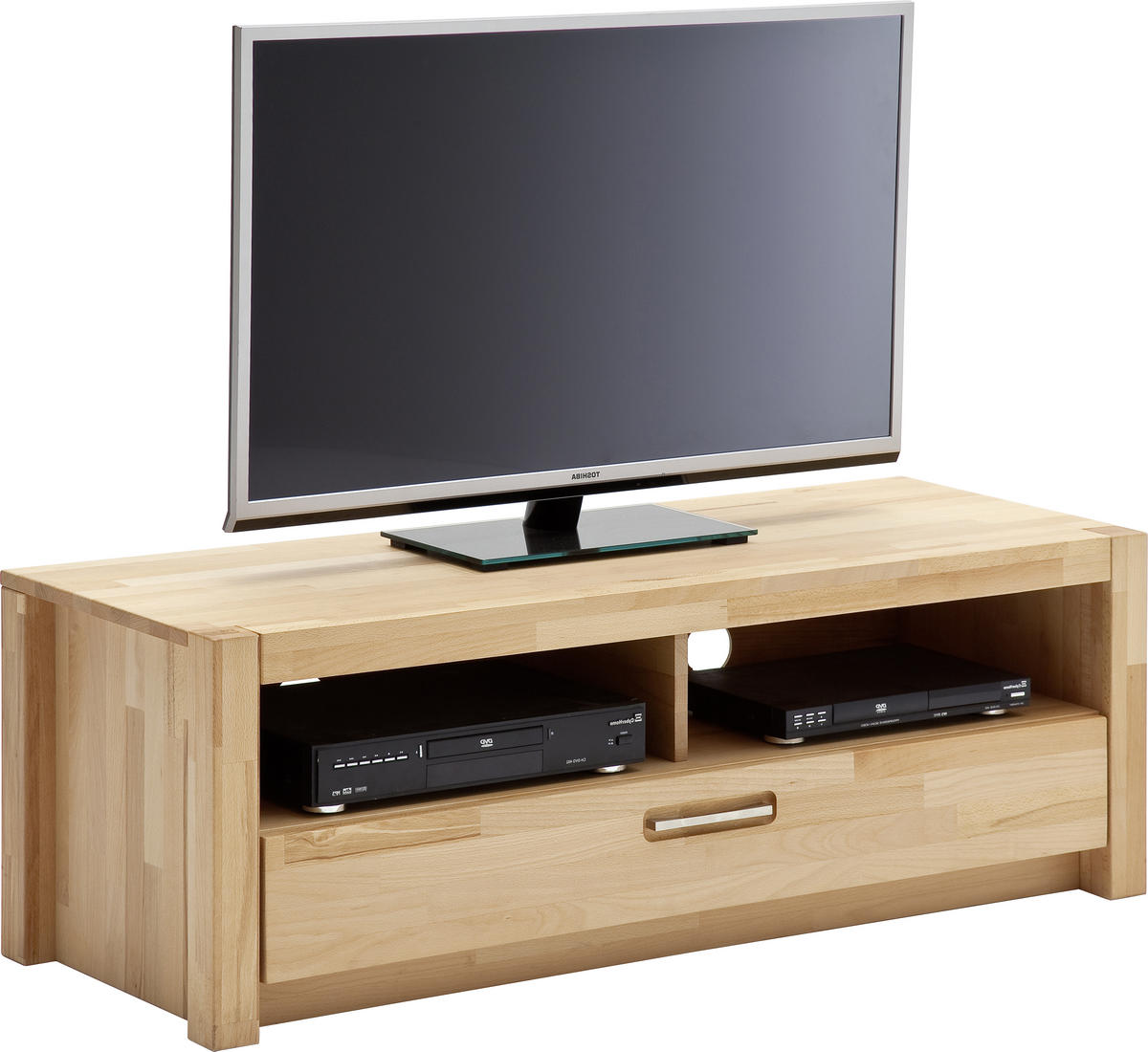 TV-ELEMENT  in 125/43/46 cm  - Buchefarben/Alufarben, Design, Holz/Metall (125/43/46cm) - MID.YOU