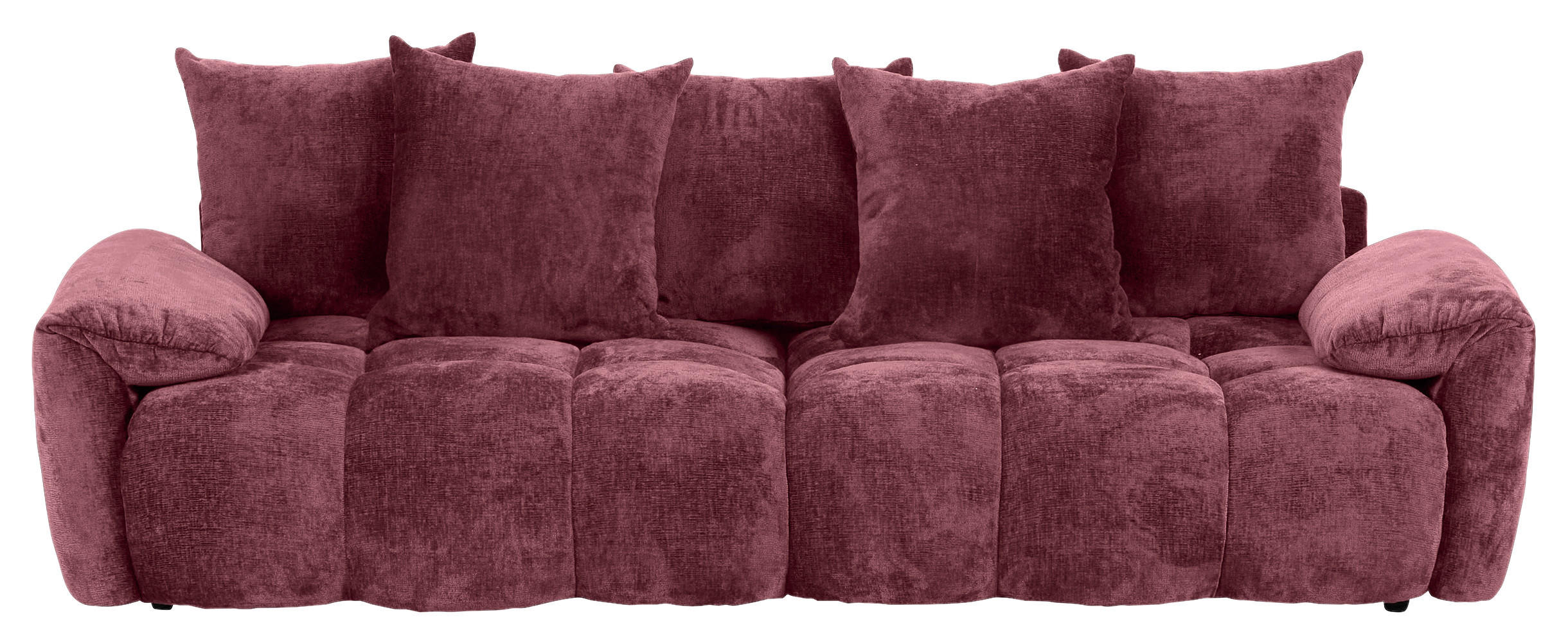 BIGSOFA Chenille Dunkelrot  - Schwarz/Dunkelrot, Design, Kunststoff/Textil (265/67/130cm) - home24