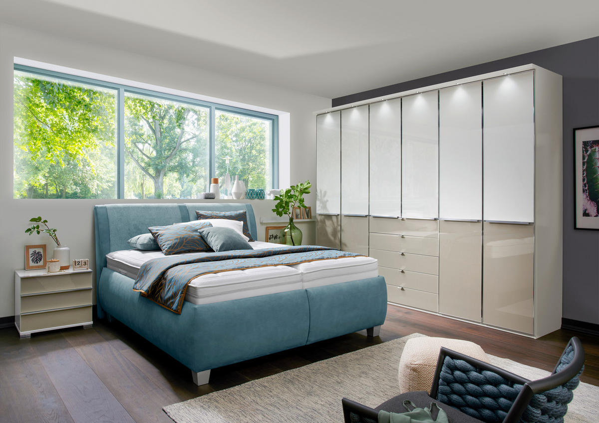POLSTERBETT 180/200 cm  in Blaugrau  - Weiss/Silberfarben, Design, Holzwerkstoff/Kunststoff (180/200cm) - Beldomo - Sleep