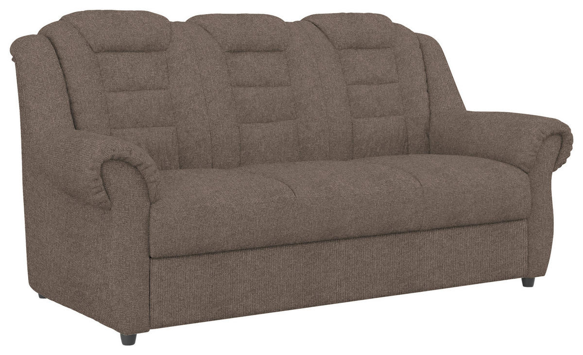 3-SITZER-SOFA in Chenille Taupe  - Taupe/Schwarz, Konventionell, Kunststoff/Textil (196/102/101cm) - Livetastic