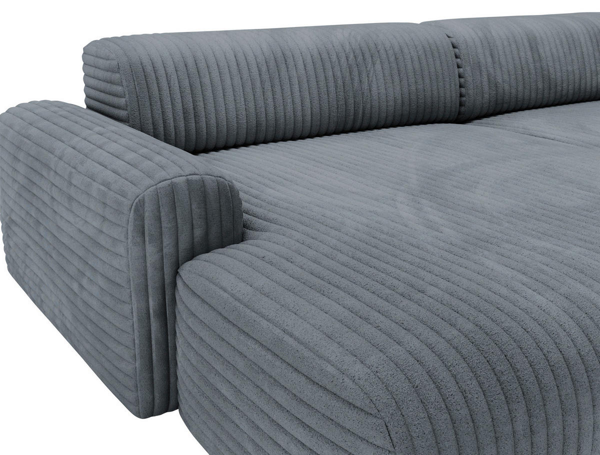 ECKSOFA in Cord Blaugrau  - Blaugrau/Schwarz, Design, Kunststoff/Textil (178/292cm) - Livetastic