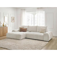 ECKSCHLAFSOFA EVEREST  mit Rücken echt Struktur Weiß  - Schwarz/Weiß, MODERN, Kunststoff/Textil (180/318cm) - Livetastic