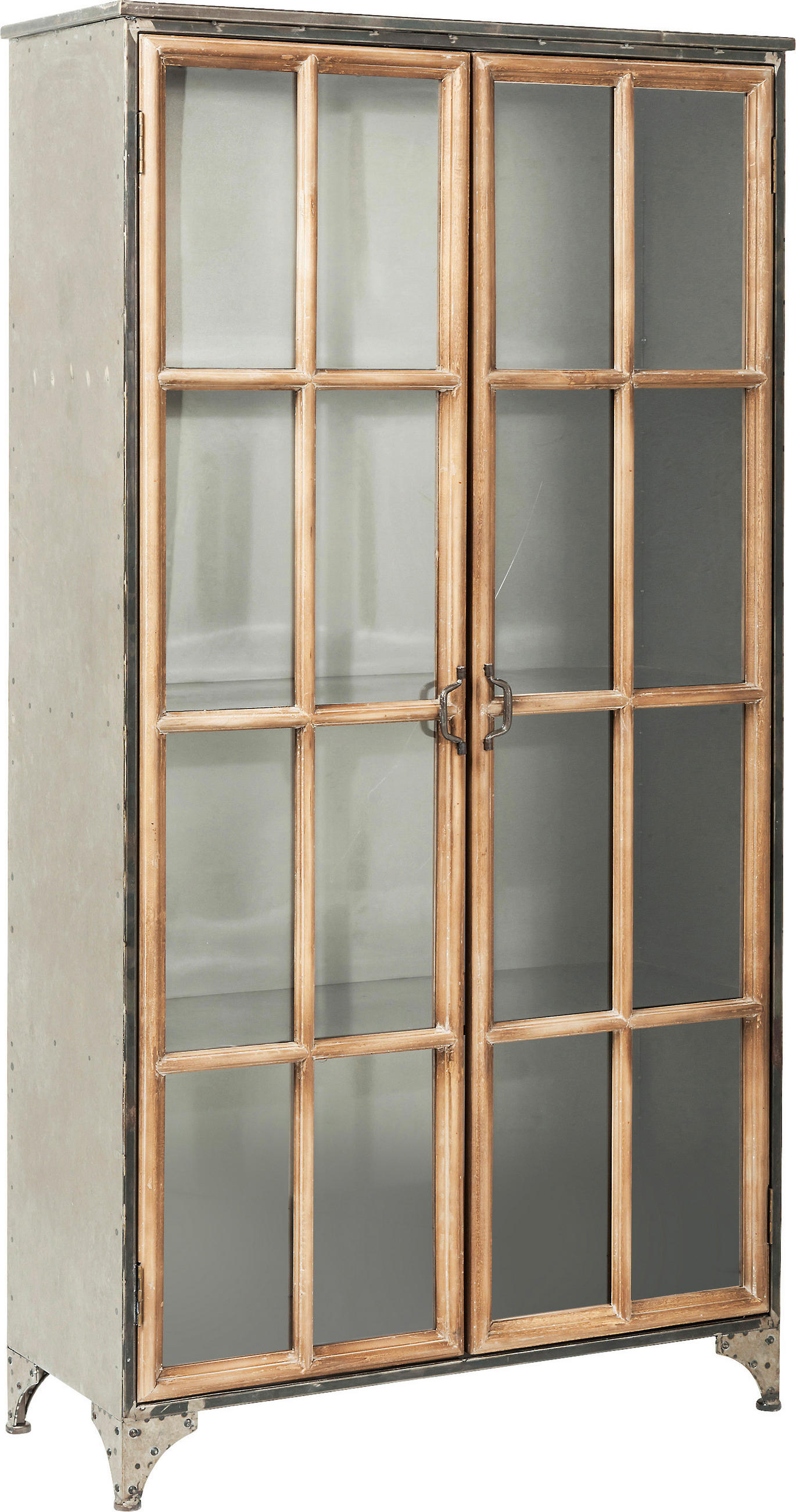 VITRINE  in massiv Pappel Grau, Naturfarben, Hellbraun  - Hellbraun/Naturfarben, Design, Glas/Holz (97/187/39cm) - Kare-Design
