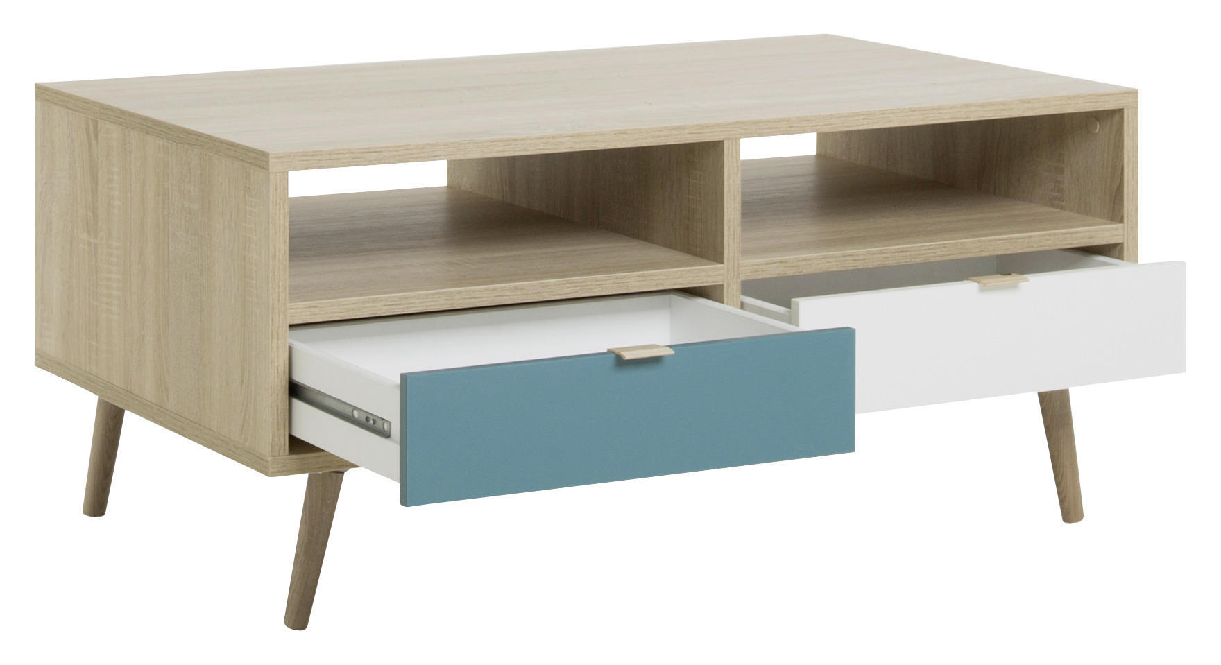 KOMODA  100/46/60 cm  siva, bela, boja hrasta, petrolej plava  - siva/boja hrasta, Konvencionalno, pločasti materijal (100/46/60cm) - Carryhome