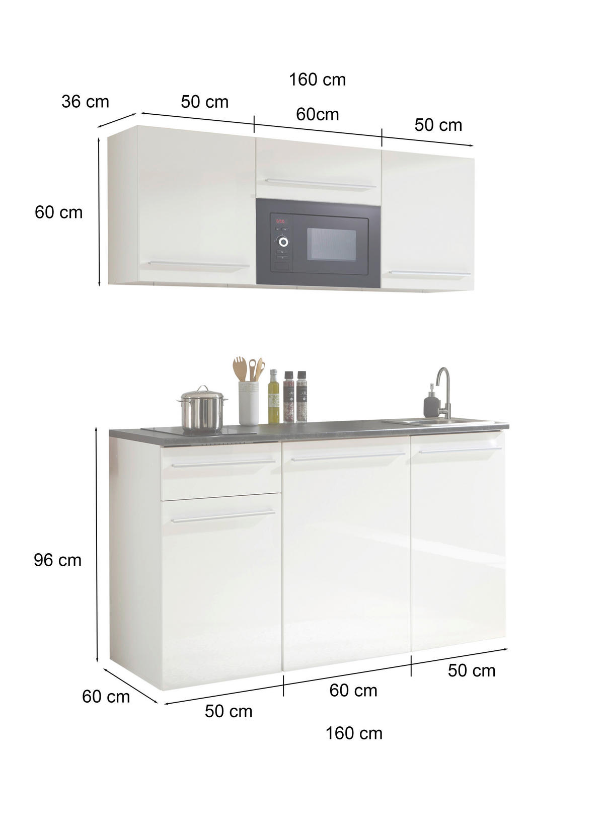 MINIKUCHYŇA JAZZ SINGLE 160 - hnedá/biela, Trend, kompozitné drevo/plast (160cm) - MID.YOU