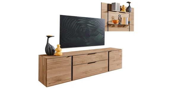 WOHNWAND  in Eichefarben  284/184/44 cm  - Eichefarben/Anthrazit, Natur, Glas/Holz (284/184/44cm) - Valnatura