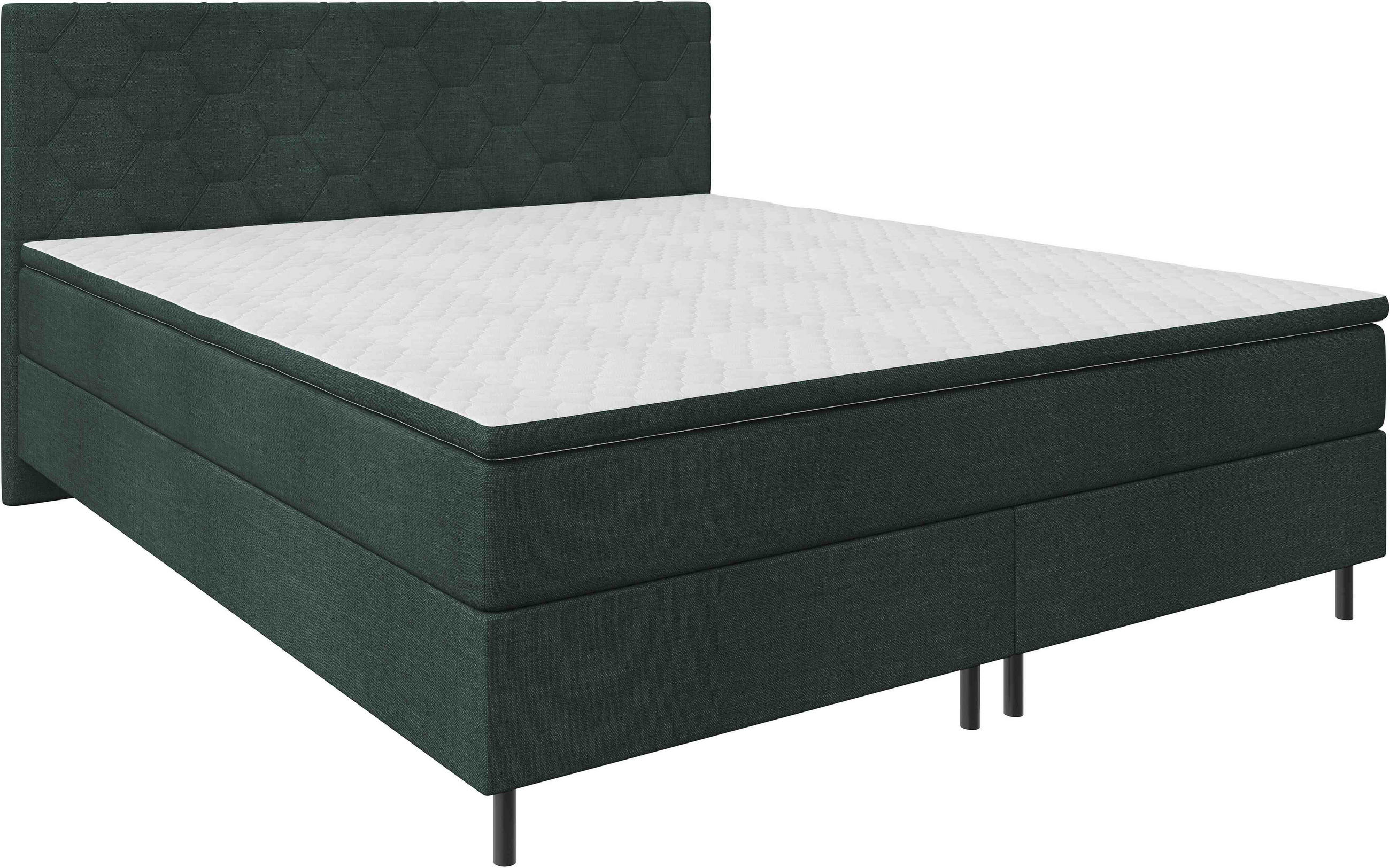 BOXSPRINGBETT 160/200 cm  Dunkelgrün  - Dunkelgrün/Schwarz, Konventionell, Textil/Metall (160/200cm) - Chameo