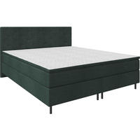 BOXSPRINGBETT 180/200 cm,  in Dunkelgrün, Matratze, Topper, H2 + H2 = mittel  - Dunkelgrün/Schwarz, KONVENTIONELL, Textil/Metall (180/200cm) - Chameo