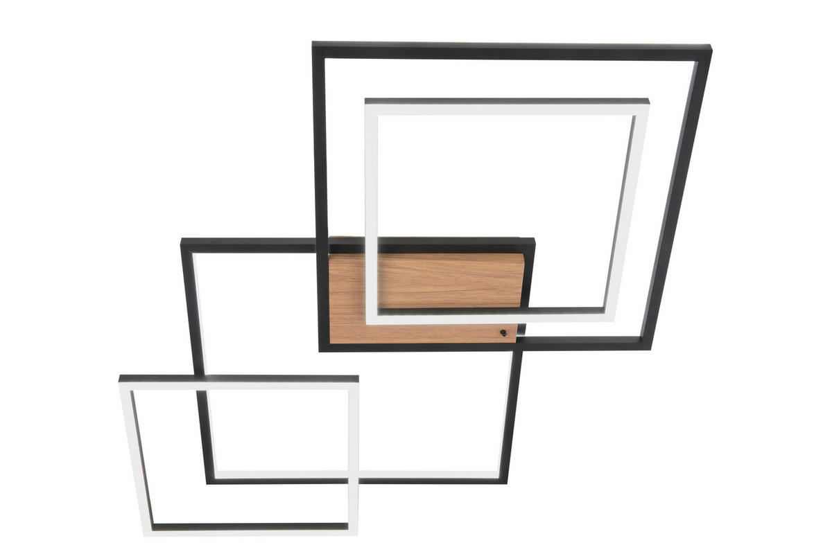 LED-DECKENLEUCHTE 67/58/6 cm    - Walnussfarben/Schwarz, Design, Kunststoff/Metall (67/58/6cm) - Novel