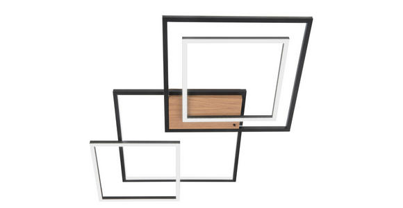 LED-DECKENLEUCHTE 67/58/6 cm - Walnussfarben/Schwarz, Design, Kunststoff/Metall (67/58/6cm) - Novel