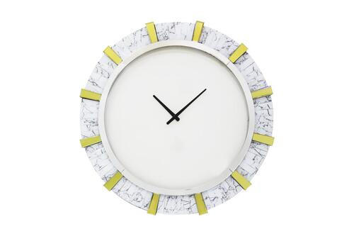 STENSKA URA  bela, zlate barve  - zlate barve/bela, Trendi, steklo/leseni material (80/80/4,4cm) - Xora