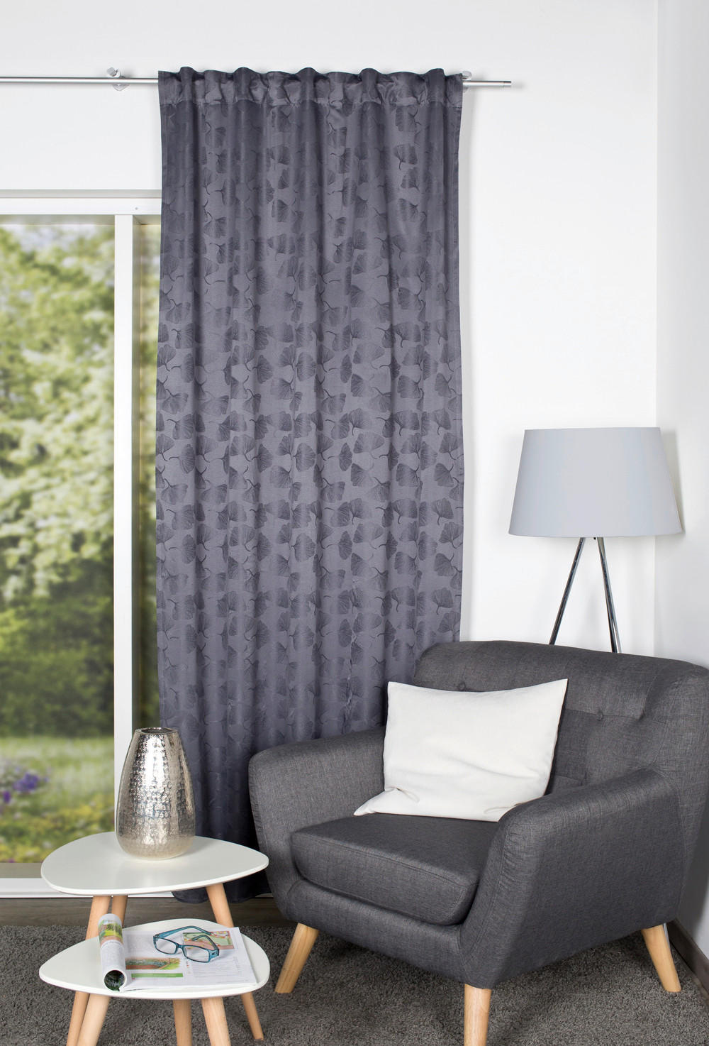 FERTIGVORHANG Verdunkelung  - Anthrazit, Trend, Textil (135/175cm)