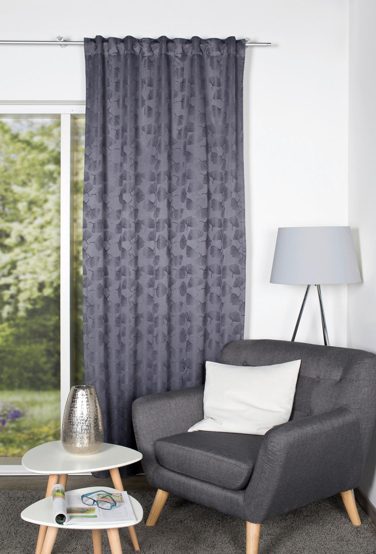 FERTIGVORHANG Verdunkelung  - Anthrazit, Trend, Textil (135/225cm)