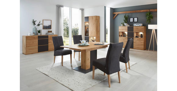 HIGHBOARD  in 154/138/42 cm  - Eichefarben/Anthrazit, Natur, Glas/Holz (154/138/42cm) - Waldwelt
