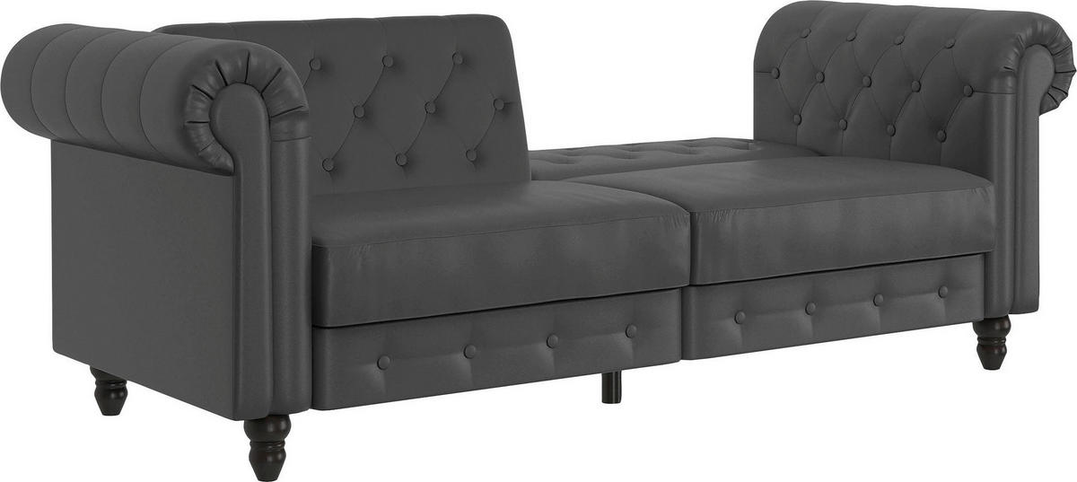 SCHLAFSOFA FIRENZE in Lederlook Grau Vintage, Skandinavisch, Modern  - Schwarz/Grau, Basics, Holz/Textil (236/83/87cm) - Livetastic