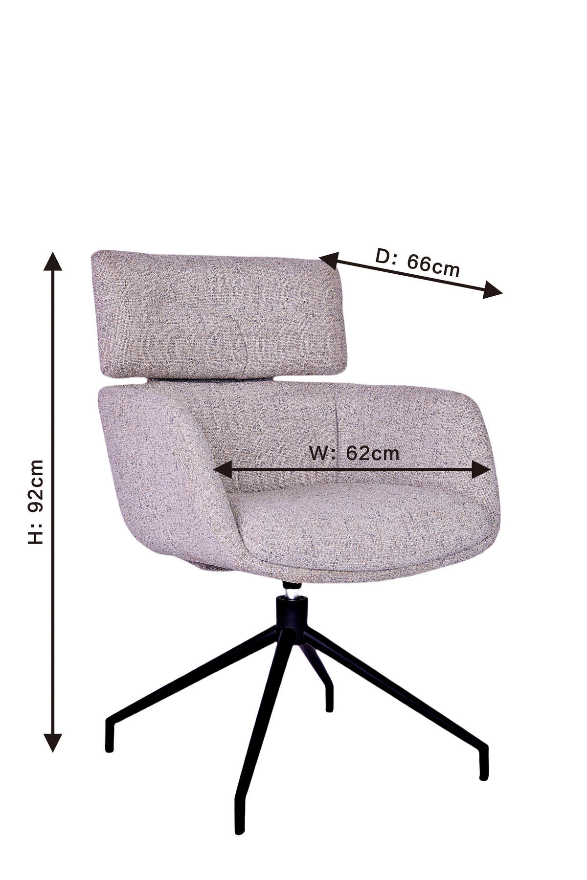 ARMLEHNSTUHL  in Eisen Webstoff  - Beige/Schwarz, Design, Textil/Metall (62/92/66cm) - Dieter Knoll