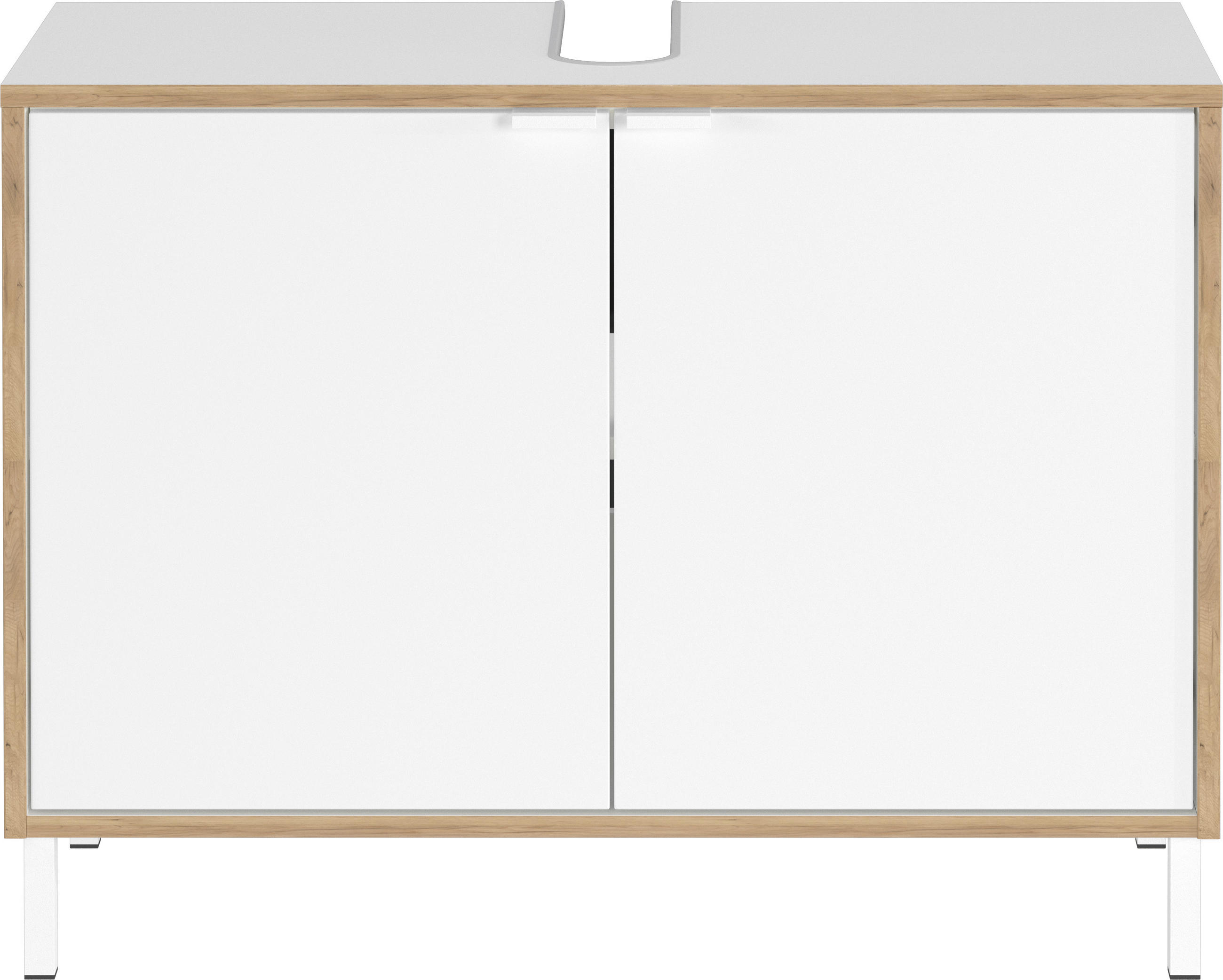 WASCHBECKENUNTERSCHRANK 80/60/35 cm  - Eichefarben/Weiß, MODERN, Holzwerkstoff/Metall (80/60/35cm) - Germania