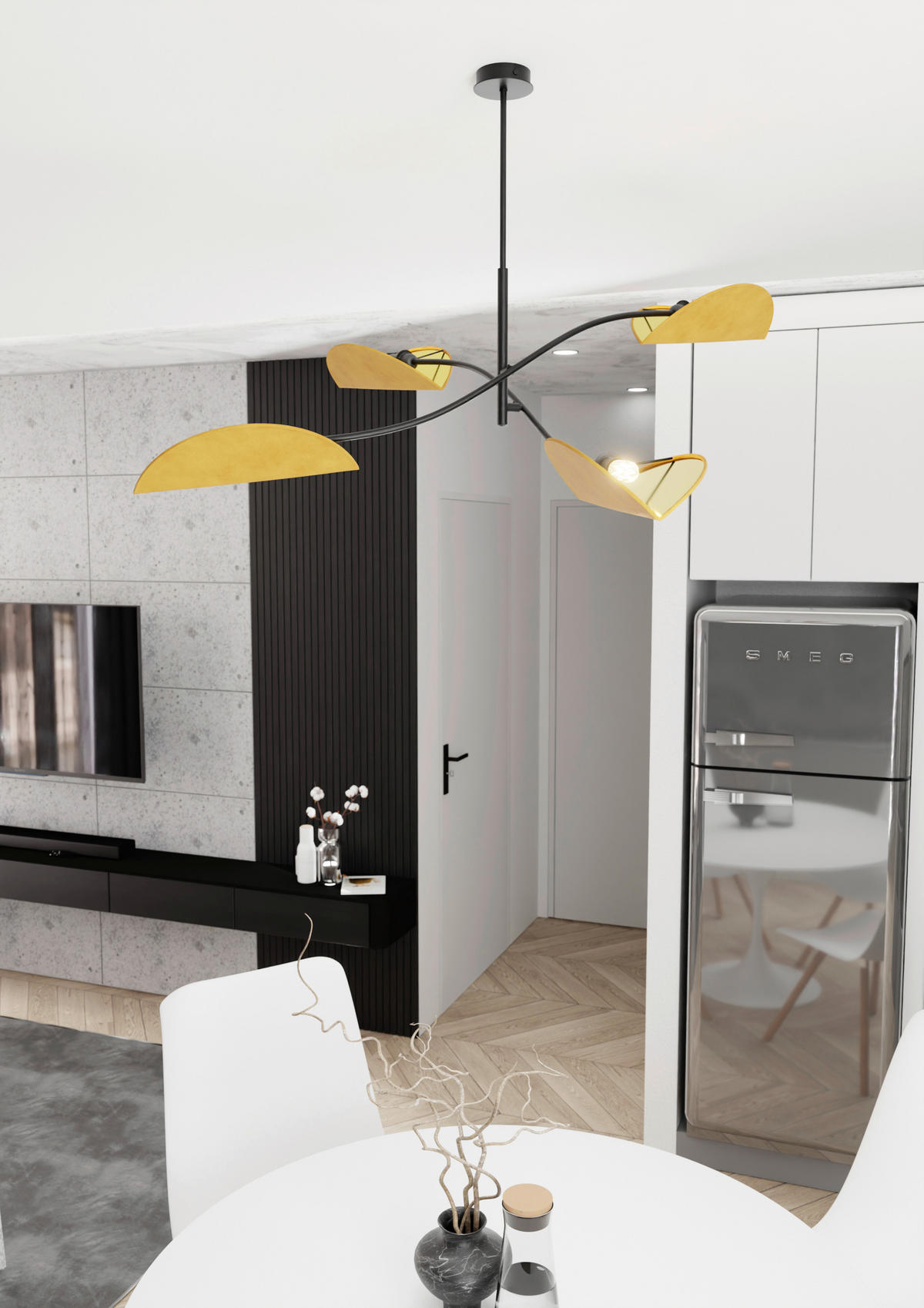 DECKENLEUCHTE 105/105/59 cm  - Senfgelb/Schwarz, LIFESTYLE, Textil/Metall (105/105/59cm)