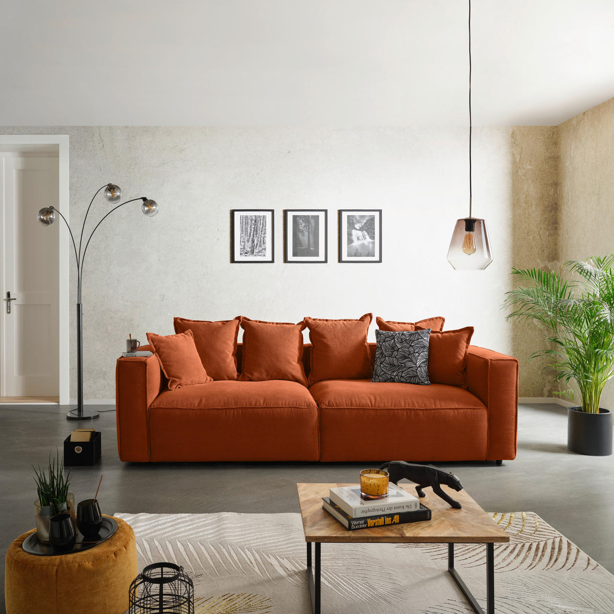 BIGSOFA Mikrofaser Terracotta  - Terracotta/Schwarz, MODERN, Textil (280/72/109cm) - MID.YOU