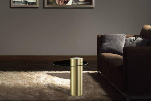 SIDOBORD i metall, glas 46/46/52 cm  - grå/guldfärgad, Modern, metall/glas (46/46/52cm) - Kayoom