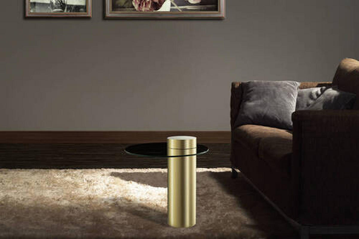 SIDOBORD i metall, glas 46/46/52 cm  - grå/guldfärgad, Modern, metall/glas (46/46/52cm) - Kayoom