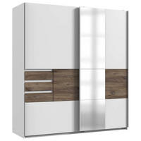 SCHWEBETÜRENSCHRANK in Weiss, Eichefarben  - Weiss/Eichefarben, Konventionell, Glas/Holzwerkstoff (180/198/65cm) - Modante