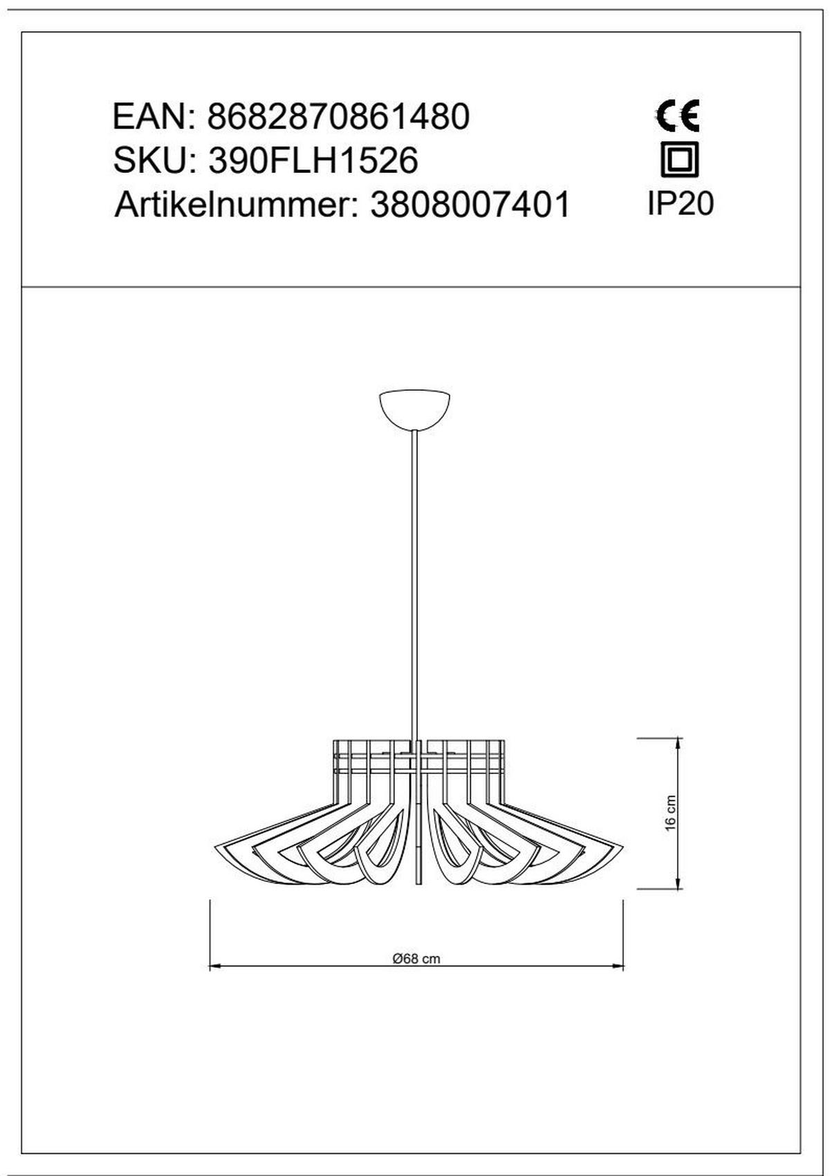 DECKENLEUCHTE     - Walnussfarben, Trend, Holz (68/68/50cm) - P & B