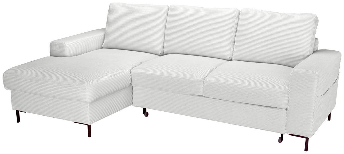 ECKSOFA Naturfarben Cord  - Schwarz/Naturfarben, KONVENTIONELL, Textil/Metall (150/240cm) - Carryhome