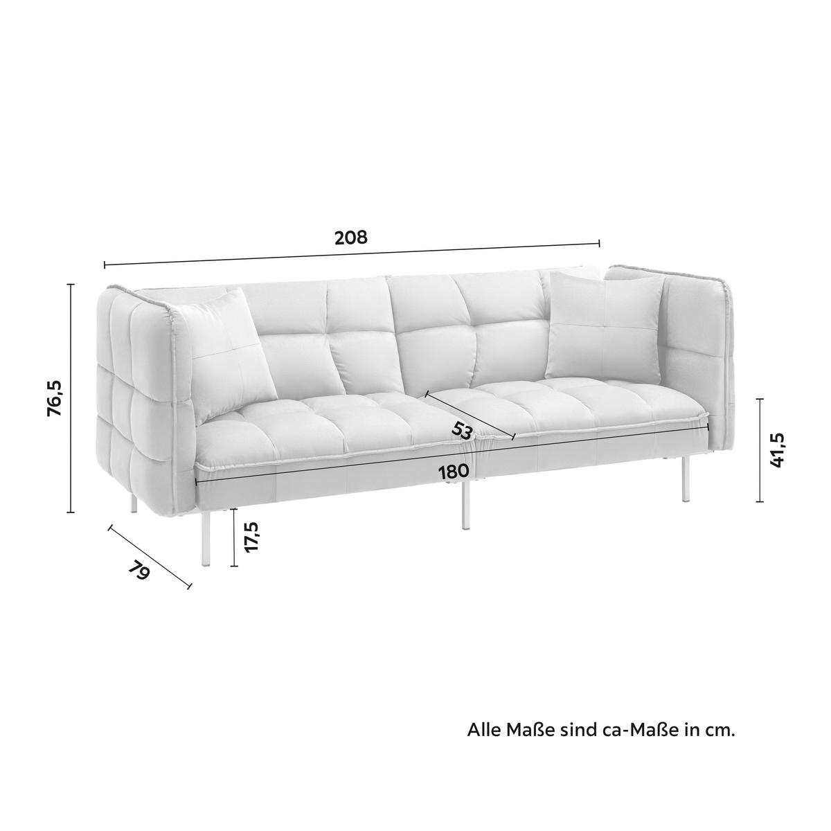 SCHLAFSOFA  in Samt Blau  - Blau/Silberfarben, MODERN, Holz/Textil (208/76,5/79cm) - Bessagi Home