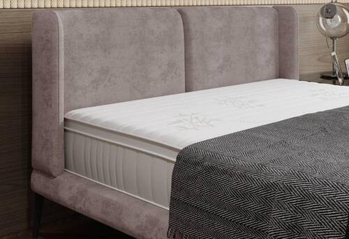 Polsterbett inkl. Matratze Matratze, gepolstertes Kopfteil, Topper Beige 180/200 cm  - Beige/Creme, MODERN, Textil/Metall (180/200cm) - Livetastic