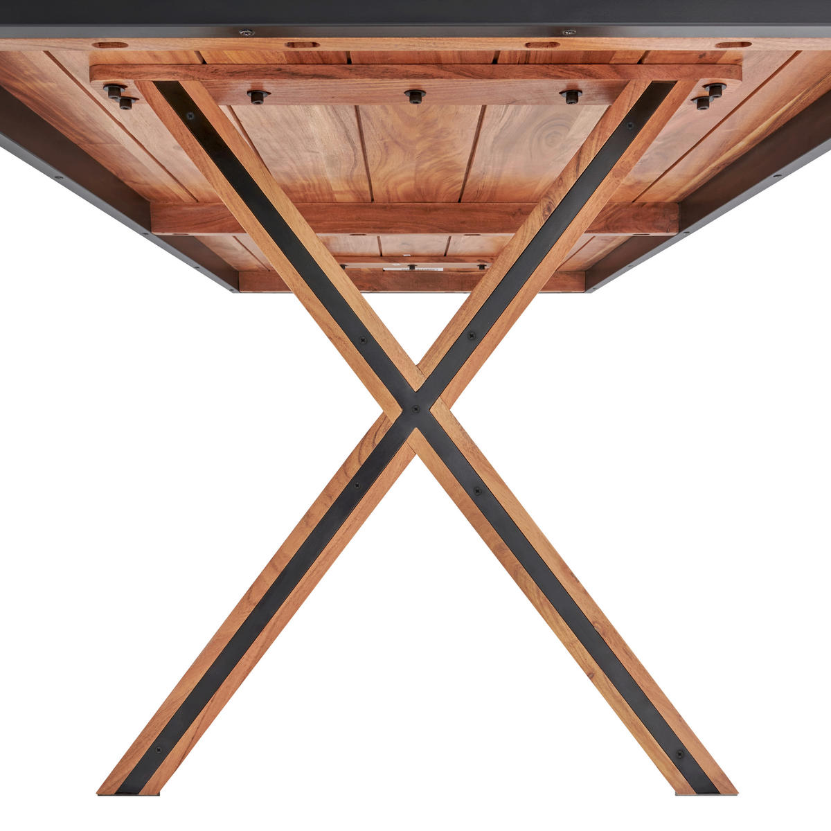 ESSTISCH in Holz, Metall   - Schwarz/Naturfarben, Design, Holz/Metall (180/76/100cm) - Livetastic