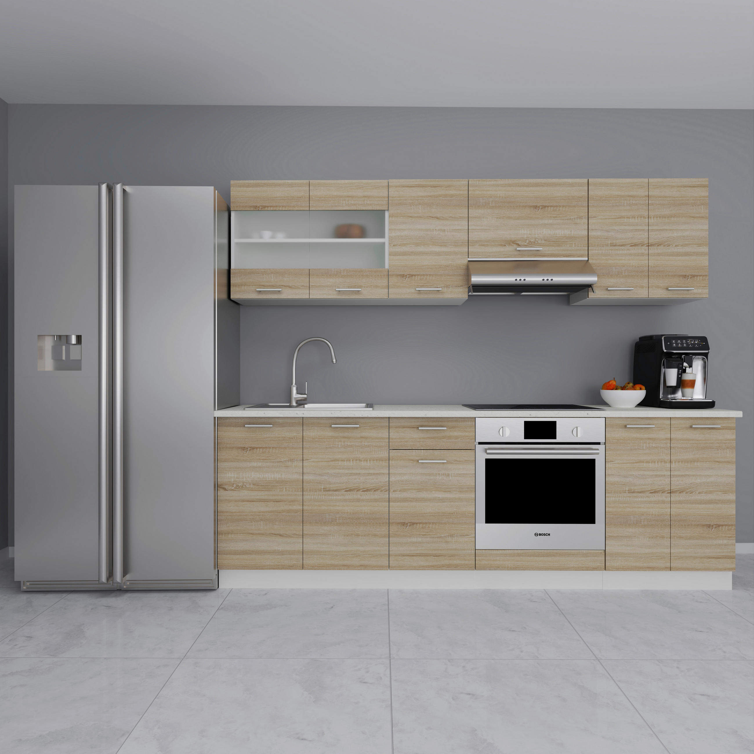 HÄNGESCHRANK Sonoma Eiche - Alufarben/Weiß, KONVENTIONELL, Holzwerkstoff/Metall (60/60/31cm) - MID.YOU