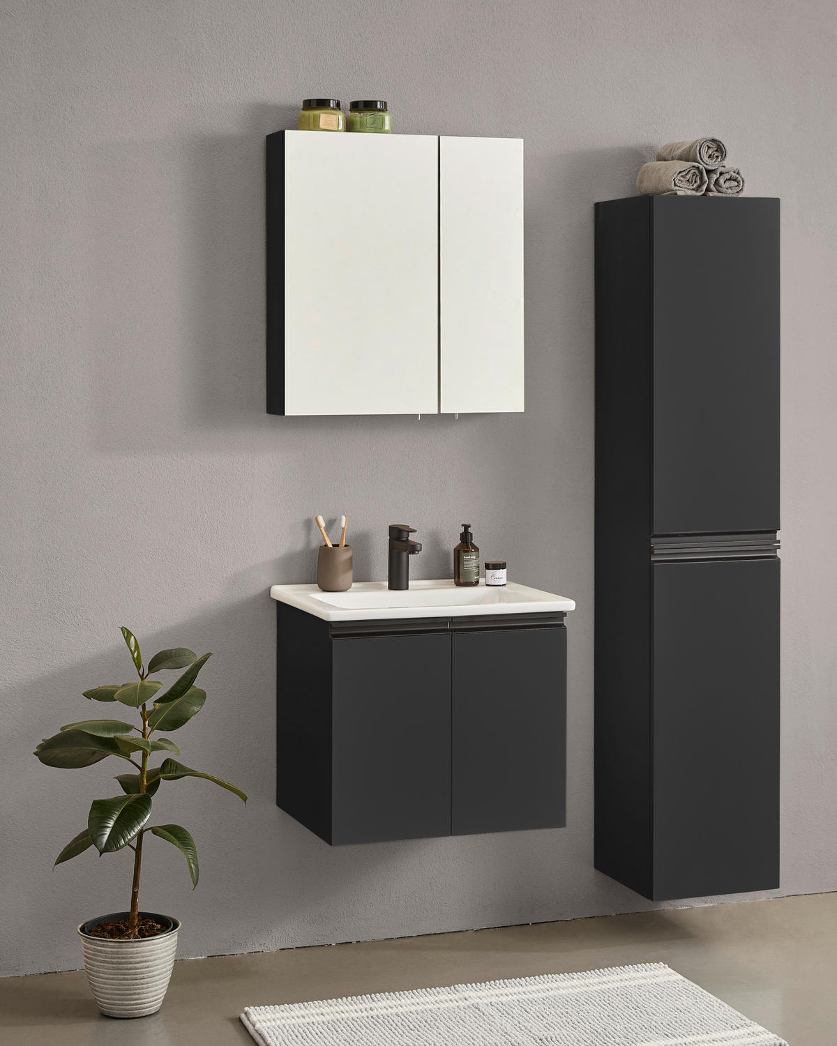 HOCHSCHRANK 40/170/40 cm  - Schwarz, MODERN, Holzwerkstoff/Metall (40/170/40cm) - MID.YOU