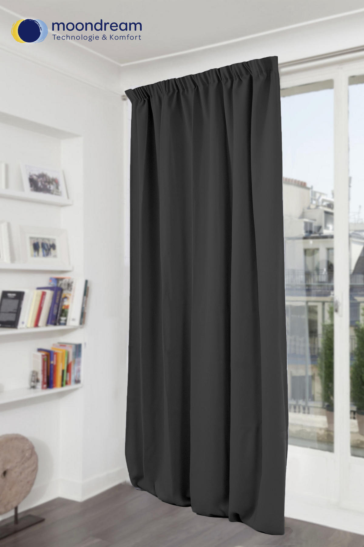 WÄRMESCHUTZVORHANG Verdunkelung  - Anthrazit, Design, Textil (145/260cm)