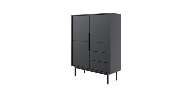 HIGHBOARD Schwarz Viva  - Goldfarben/Schwarz, Design, Holzwerkstoff/Metall (104/82/39cm) - Xora